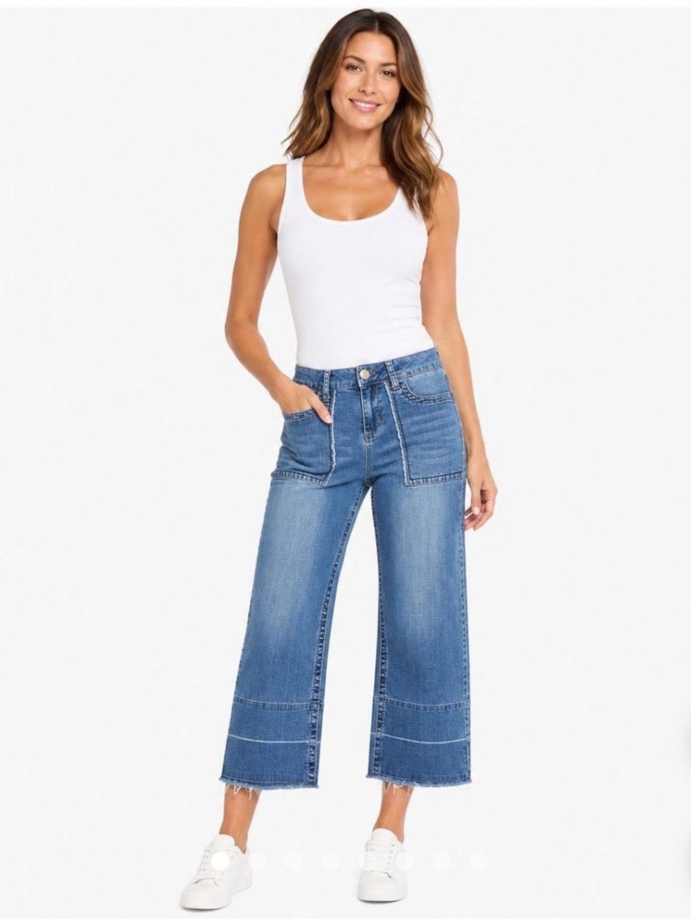 Seven7 Wide-Leg Crop Jeans Gaucho in Blue dark Denim,Sz.4!NWT